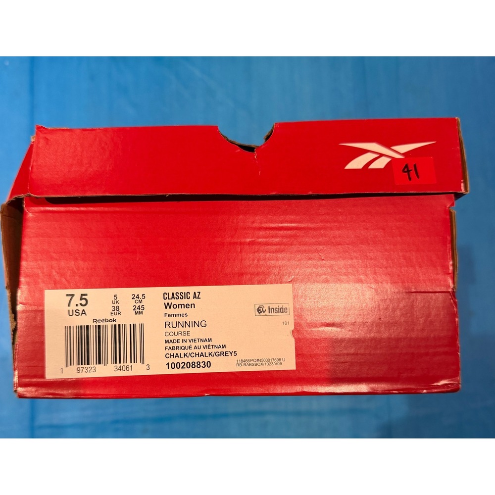Reebok Classic AZ Women Running Shoes Chalk Grey White 100208830 Size 7.5